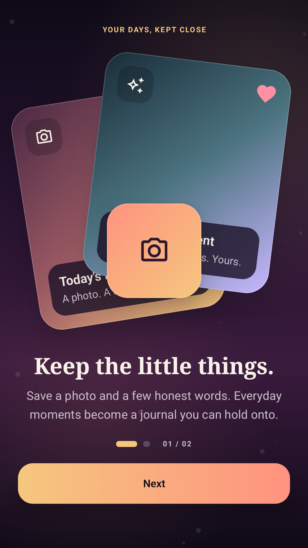 Light Capture Journal onboarding screen